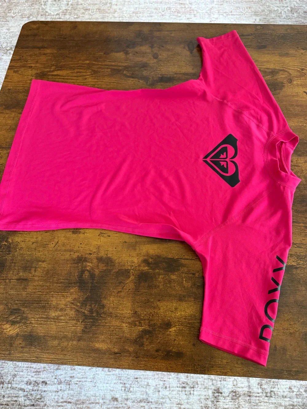 Roxy Girls' Hot Pink Logo Rash Guard Top